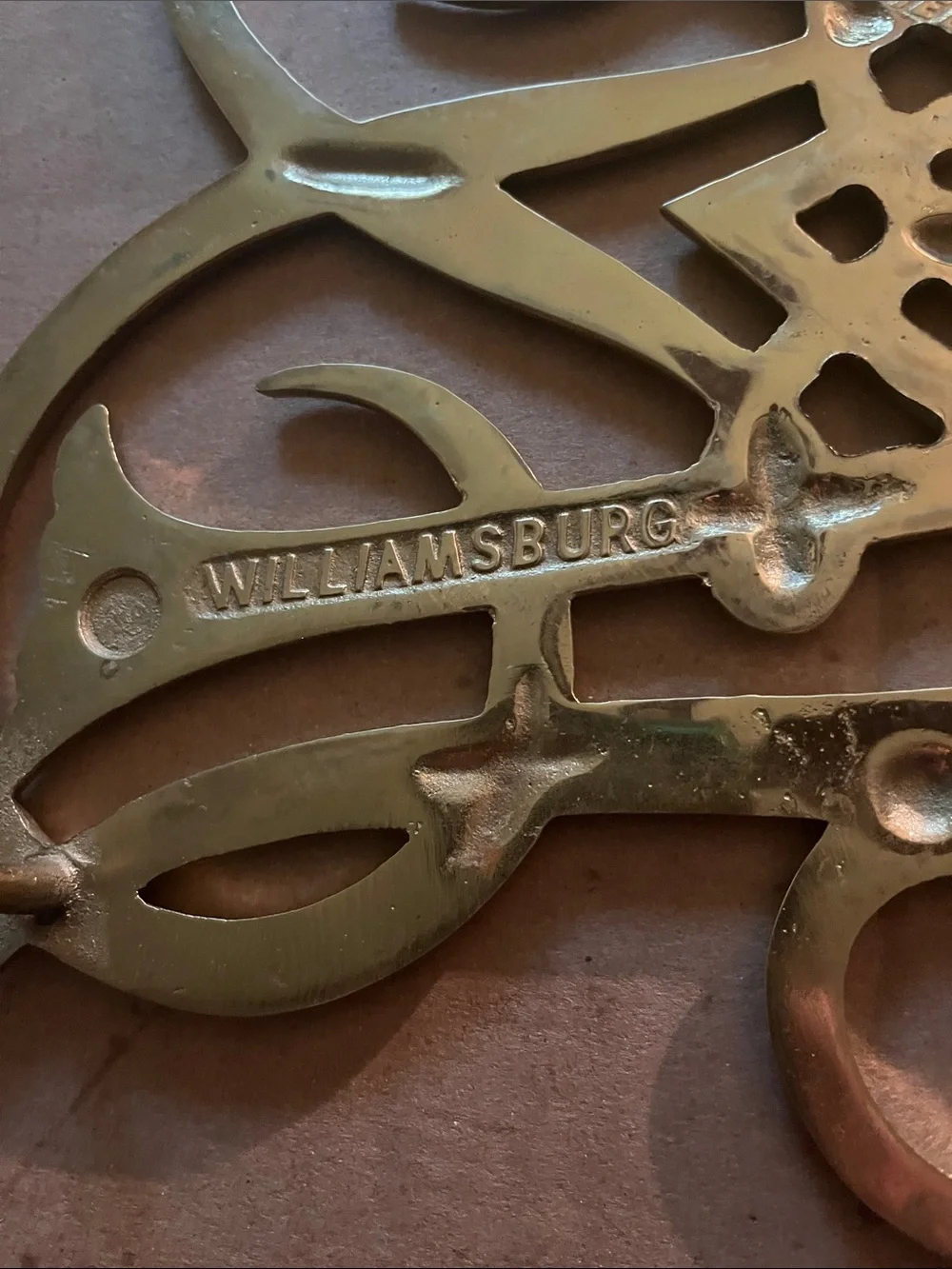 Brass-Tone Decorative Wall Monogram Trivet Williamsburg - Brass Finish